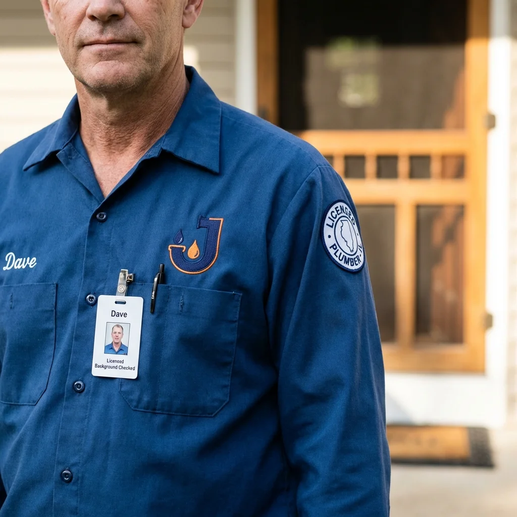 Licensed plumber showing ID badge in Wetumka, OK