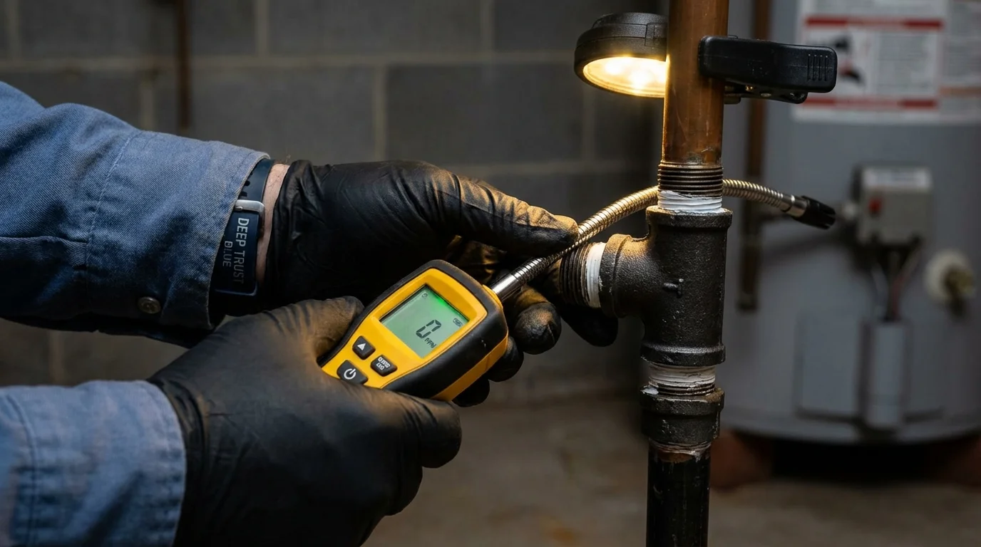 Gas leak detection with electronic sniffer by Johns Plumbing LLC in Wetumka