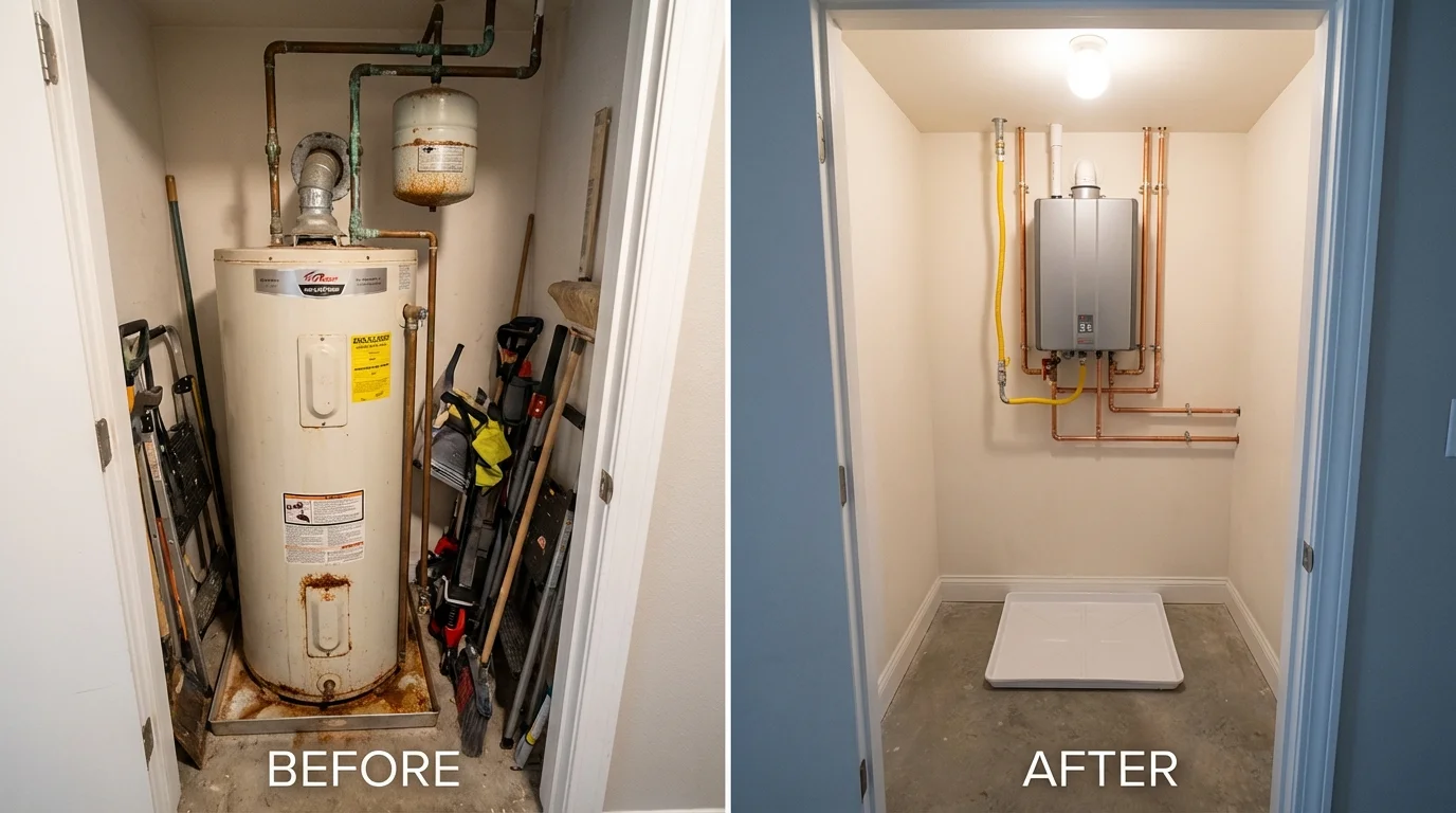 Tank water heater versus wall-mounted tankless unit comparison for Wetumka, OK homeowners